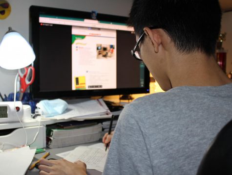Since schools have closed, students, like Vincent Huynh, have been required to participate in online classes.