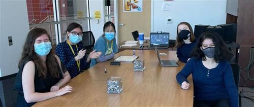 From left to right, members of CVHS Name that Book team: Katalina Li-Kroeger, Annabelle Li-Kroeger, Sophia Dai,
Brooke Ferrell, and Shir Carasso
