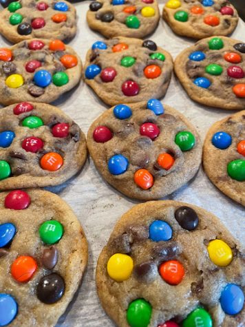M&M cookies sold on the Flavored by Fatima website.