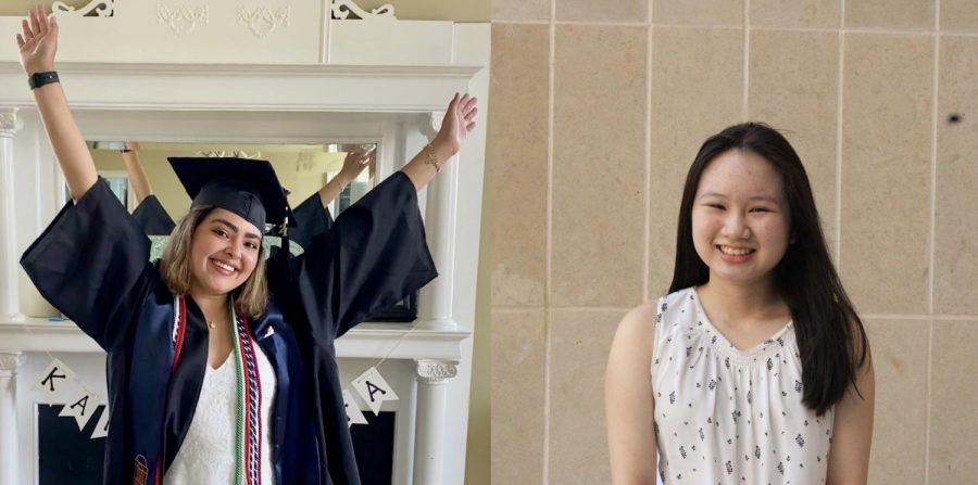 Hannah Fernandez (left) on graduation day in May 2021 at the University of Virginia. Michelle Nguyen (right) is currently a sophomore in college.