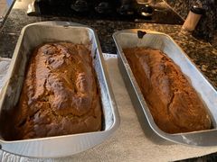 My homemade pumpkin bread needs just three simple ingredients- pumpkin puree, spice cake mix, and eggs. 