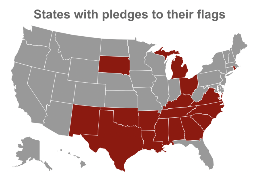 17 out of 50 US states have states pledges that are enforced in public schools.