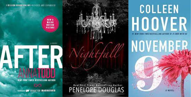 Three+books+that+include+romanticized+abusive+relationships.+From+left+to+right%3A+After+by+Anna+Todd%2C+Nightfall+by+Penelope+Douglas%2C+and+November+9th+by+Colleen+Hoover