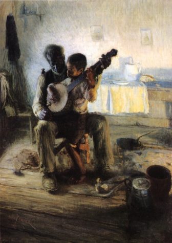 The Banjo Lesson, by Henry O. Tanner, depicts a rare, intimate moment, an elder teaching a youth how to play the banjo.