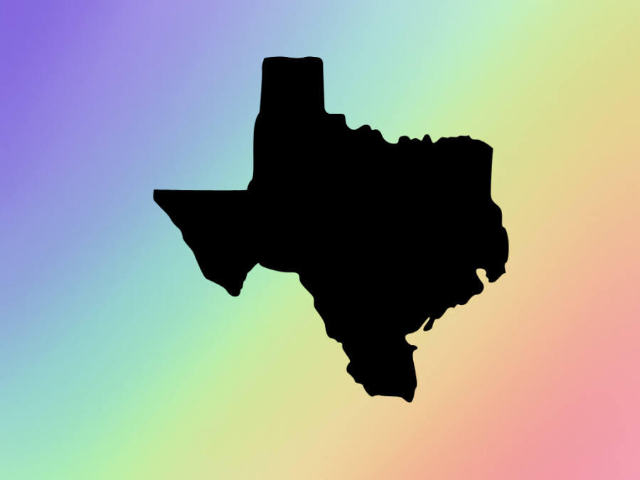 An+outline+of+the+state+of+Texas+on+top+of+a+rainbow+background%2C+made+in+Canva