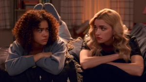 Ginny and Georgia S2 E9. Ginny and Georgia after Paul gets upset about Georgia taking charge of the meeting.