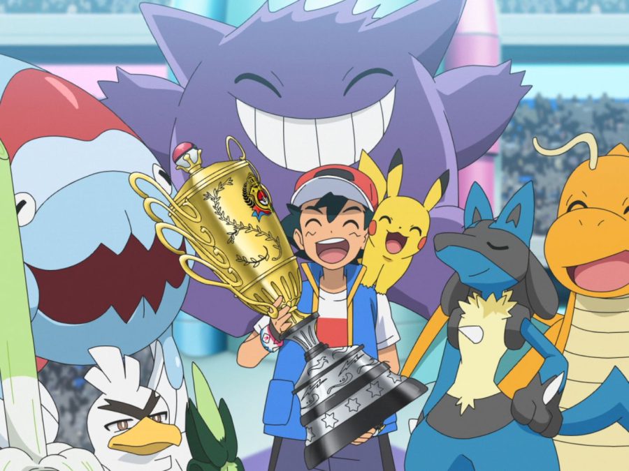 Ash and his adorable team celebrating their win.