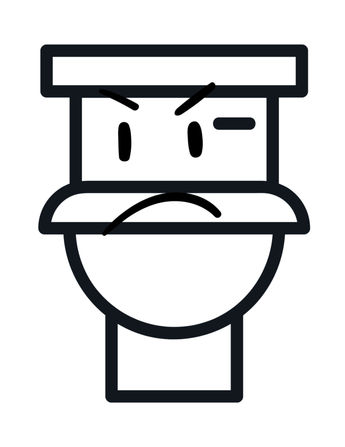 A toilet is angry about not being clean, made in Canva