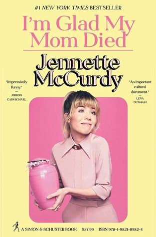 The cover of Jennette McCurdy's memoir, where she looks hopeful as she holds her mother's urn, filled with confetti.