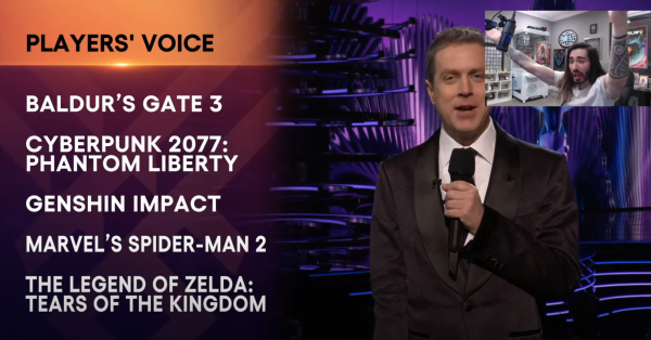 Streamer MoistCr1TiKaL/penguinz0 reacts to the Game Awards live. | Image Credit: The Game Awards/penguinz0
