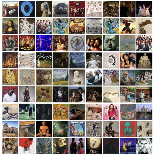 A collage of well known art pieces from various cultures around the world