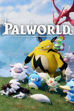 A promotional cover art for Palworld.