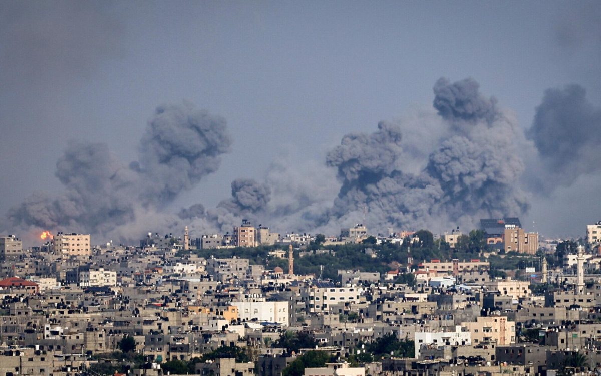 Smoke+fills+the+air+after+Israeli+airstrikes+on+Rafah%2C+Gazas+southernmost+city%2C+October+8%2C+2023.