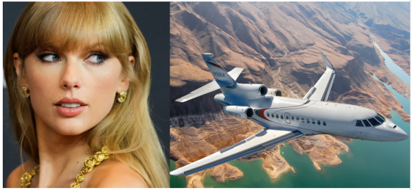 Taylor Swift has been under great controversy from the public due to her sizeable use of her private jet (Designed by Andrew Lee)