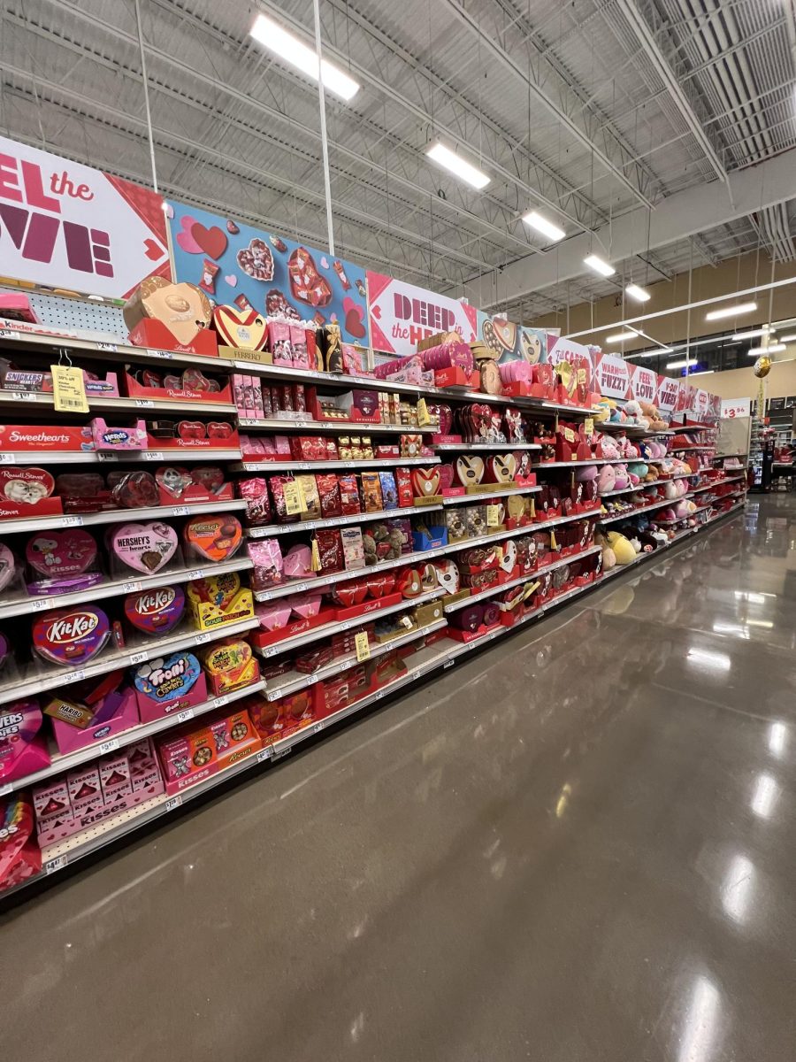 Valentine's Day isle at HEB grocery store