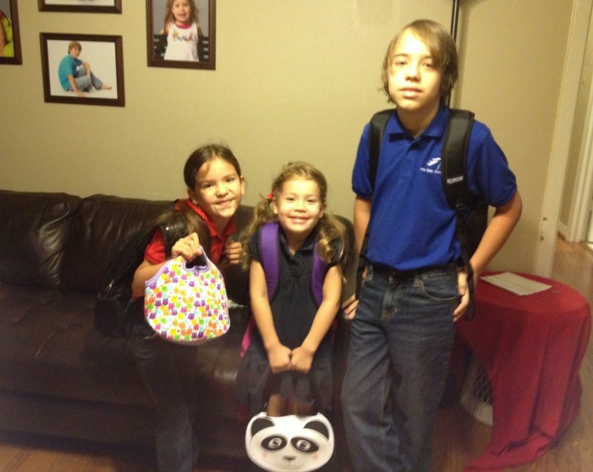 December 9, 2018, Julian Rubio, Katharine Rubio and Adelynn Rubio pose for a photo commemorating their eldest brother's birthday.