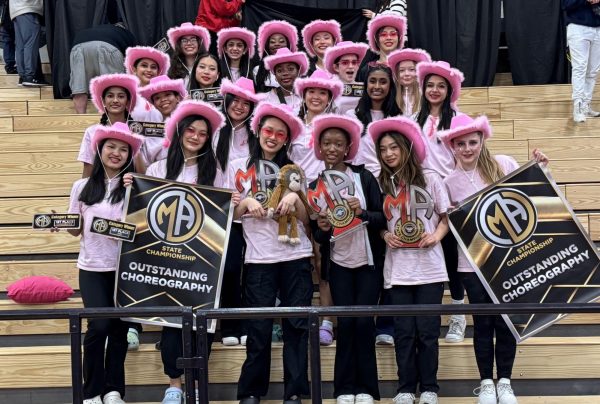 CDT members at Klein Oak High School holding up awards after competing at MA State.