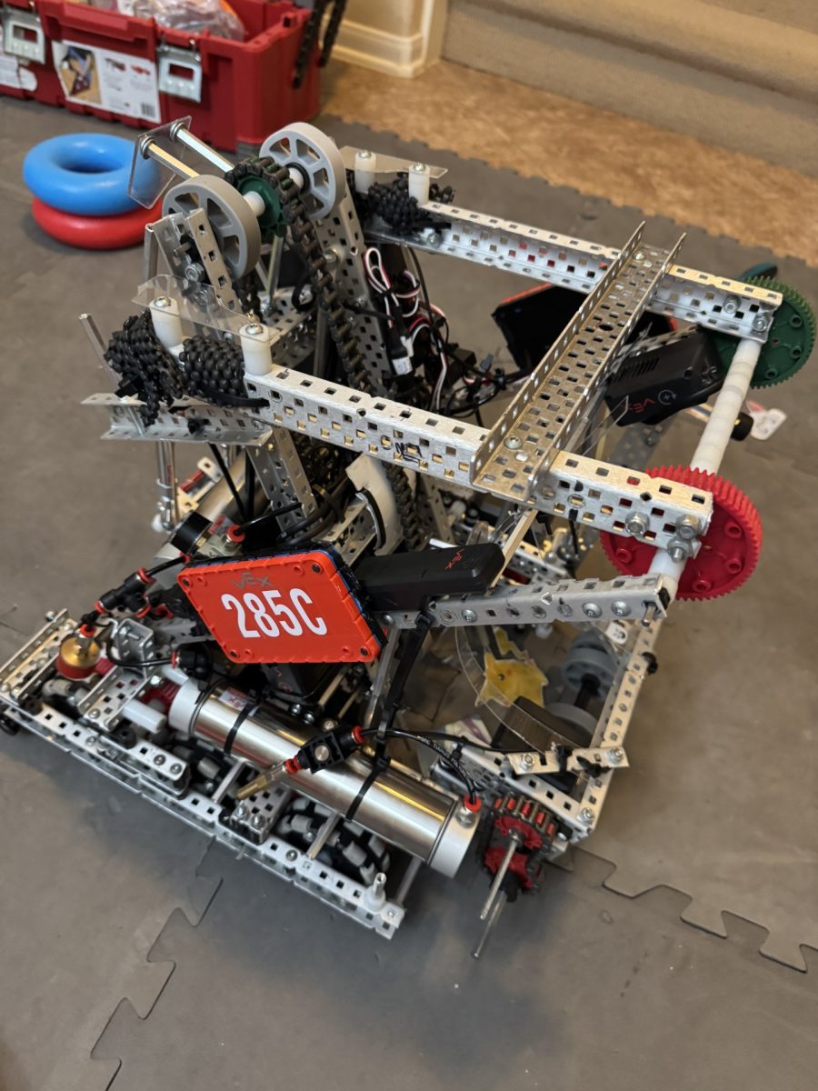 285C's robot on Feb. 15 after four consecutive days of hard work from Dnyanesh Ramade to prepare for the state-level competition the following week.