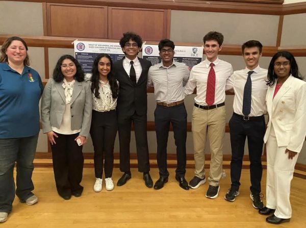 An image of the eight CVHS Rice Eureka Mentorship program juniors at the presentation.