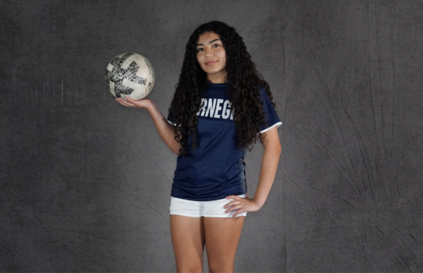 Sophomore Mayra Perla poses for the CVHS Girls' Soccer team photos. January 15, 2025.