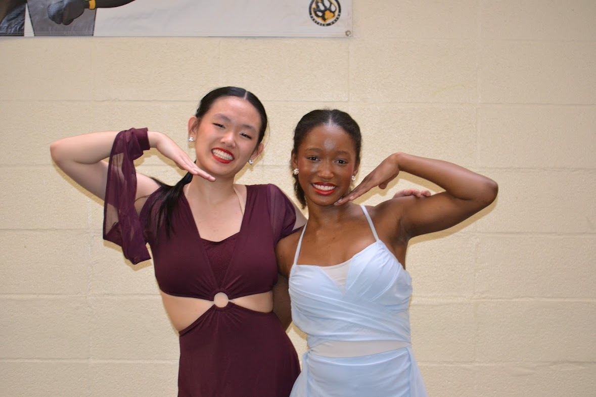 Catherine Hu poses with co-captain Laila Payne for one of their last dance events together. Feb 22, 2025.